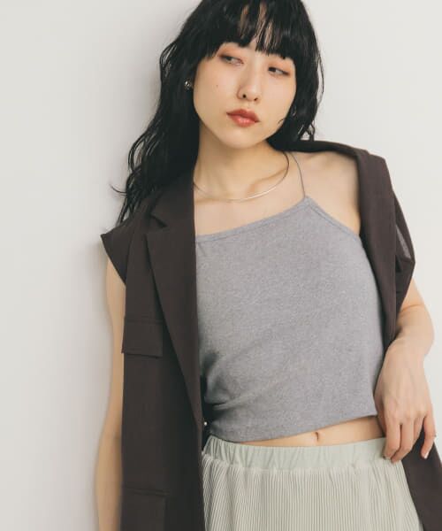 ＊＊KBF / ケービーエフ キャミソール・チューブトップ | カップ付きクロップドキャミソール（TOP GRAY）