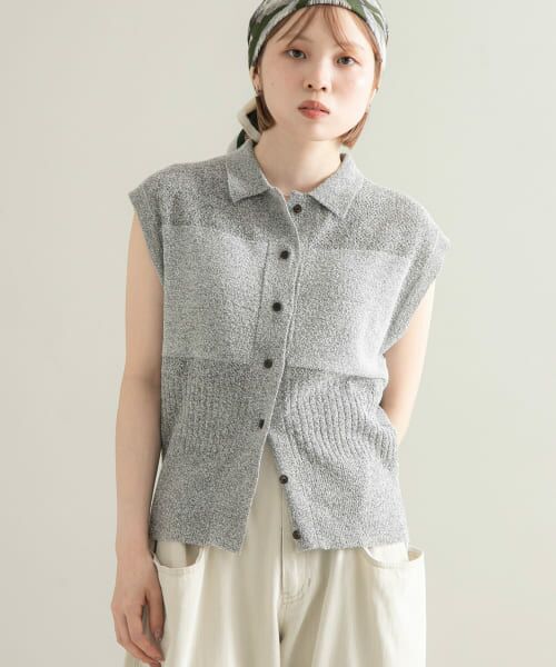 ＊＊KBF / ケービーエフ ニット・セーター | スリーブレスニットシャツ（GRAY MIX）