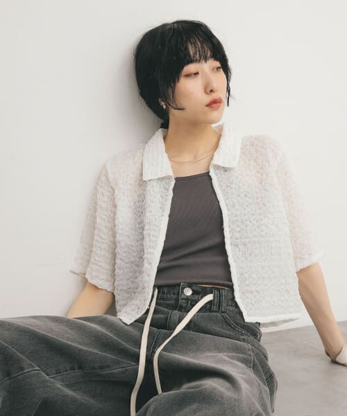 ＊＊KBF / ケービーエフ シャツ・ブラウス | ポップコーンクロップドシャツ（OFF）