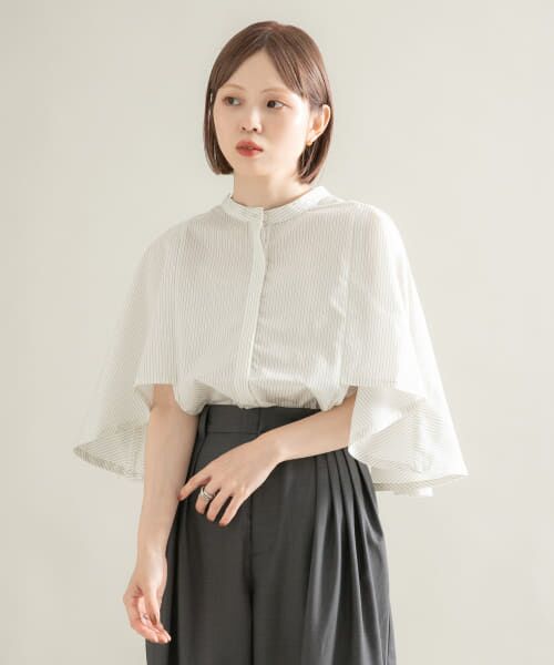 ＊＊KBF / ケービーエフ シャツ・ブラウス | ストライプマントシャツ（IVORY）