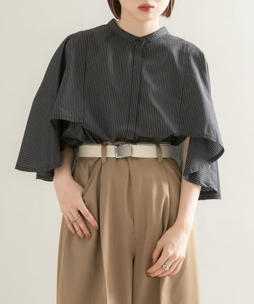 ＊＊KBF / ケービーエフ シャツ・ブラウス | ストライプマントシャツ（CHARCOAL）