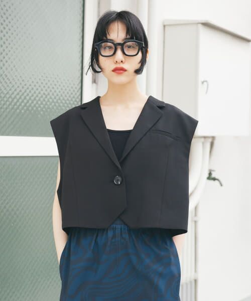 ＊＊KBF / ケービーエフ その他アウター | ルーズテーラードベスト（BLACK）