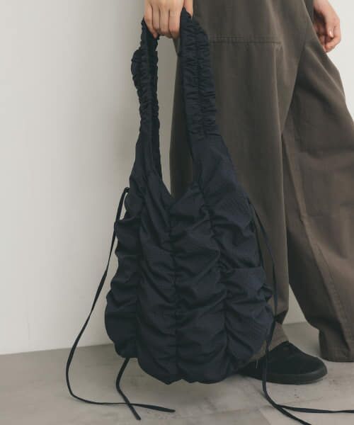 ＊＊KBF / ケービーエフ ショルダーバッグ | チェックリボンギャザーBAG（NAVY）