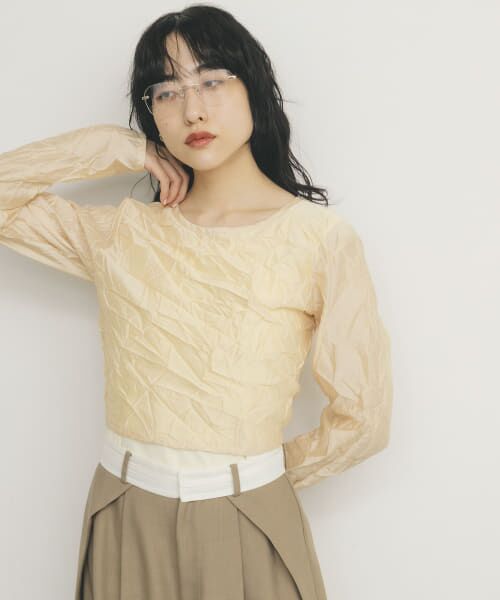 ＊＊KBF / ケービーエフ Tシャツ | レイヤードワッシャーロンTEE（BEG×IVORY）