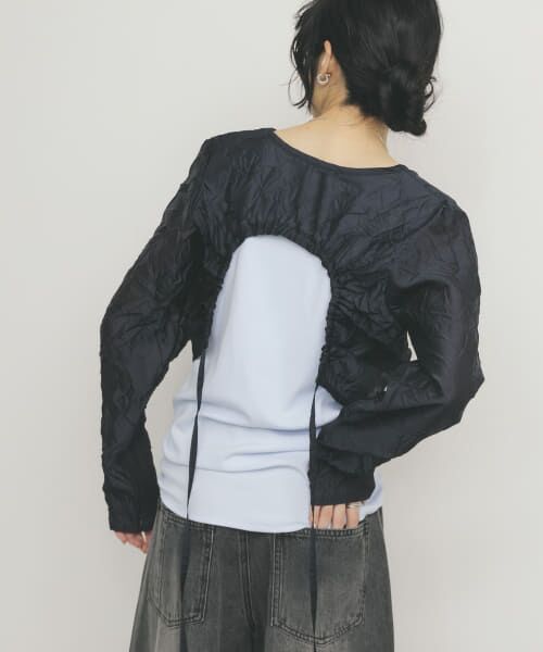 ＊＊KBF / ケービーエフ Tシャツ | レイヤードワッシャーロンTEE（NAVY×BLUE）