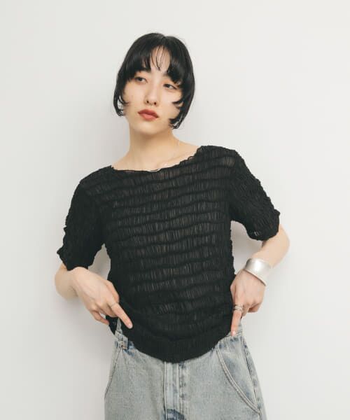 シャーリングTシャツ tシャツ Shirring bubble top / シャーリングバブルトップス