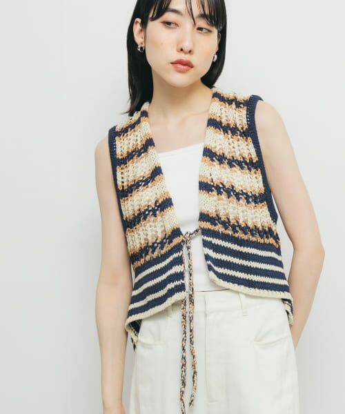 ＊＊KBF / ケービーエフ ニット・セーター | 2WAYボーダーベスト（NAVY MIX）