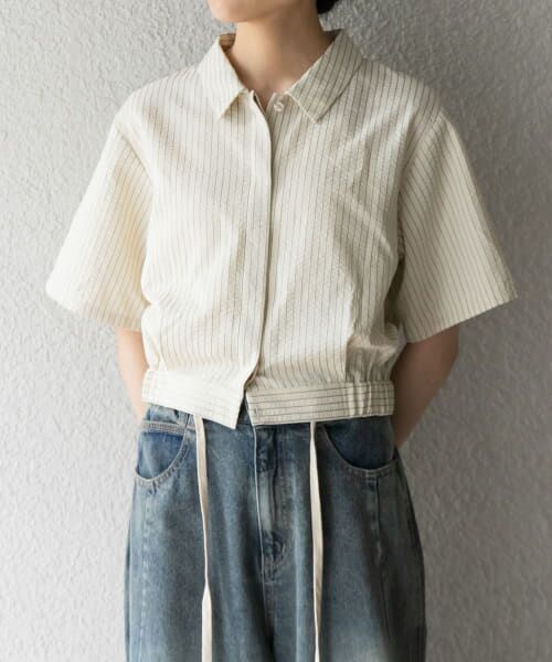 ＊＊KBF / ケービーエフ シャツ・ブラウス | コンパクトストライプシャツ（CREAM）