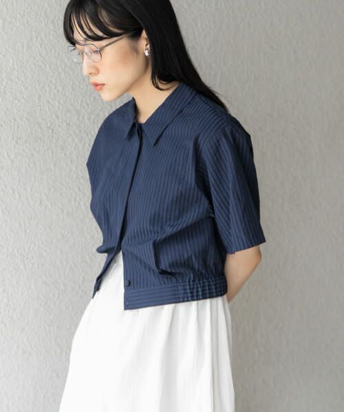 ＊＊KBF / ケービーエフ シャツ・ブラウス | コンパクトストライプシャツ（NAVY）