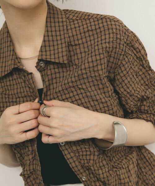 ＊＊KBF / ケービーエフ シャツ・ブラウス | ワッシャーチェックシャツ（BROWN）