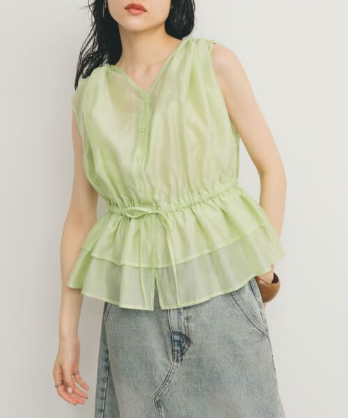 ＊＊KBF / ケービーエフ シャツ・ブラウス | ドロストシアートップス（L.GREEN）