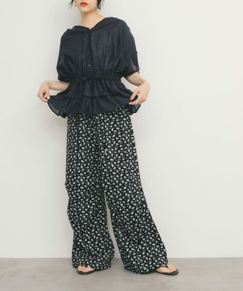 ＊＊KBF / ケービーエフ シャツ・ブラウス | ドロストシアートップス（NAVY）