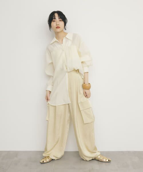 ＊＊KBF / ケービーエフ シャツ・ブラウス | シアーロングシャツ（IVORY）