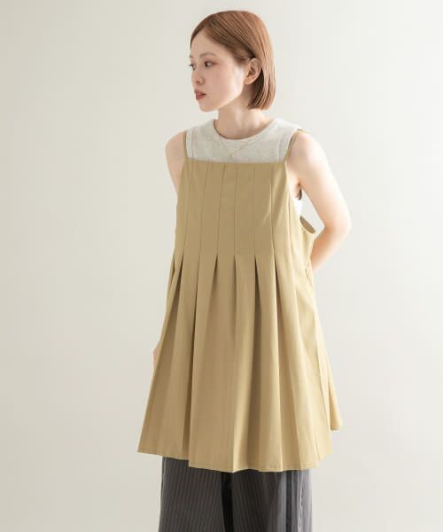 ＊＊KBF / ケービーエフ ワンピース | タックプリーツミニワンピース（BEIGE）