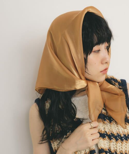 ＊＊KBF / ケービーエフ バンダナ・スカーフ | シアーグロススクエアスカーフ（BROWN）