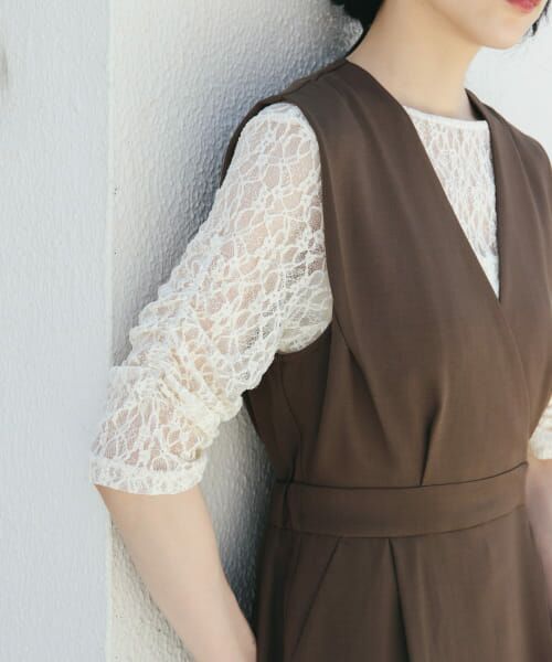 ＊＊KBF / ケービーエフ Tシャツ | ハーフスリーブドレープレースTEE（IVORY）