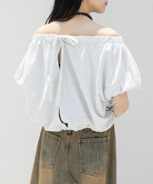 ＊＊KBF / ケービーエフ スウェット | リボンギャザースウェット（OATMEAL）