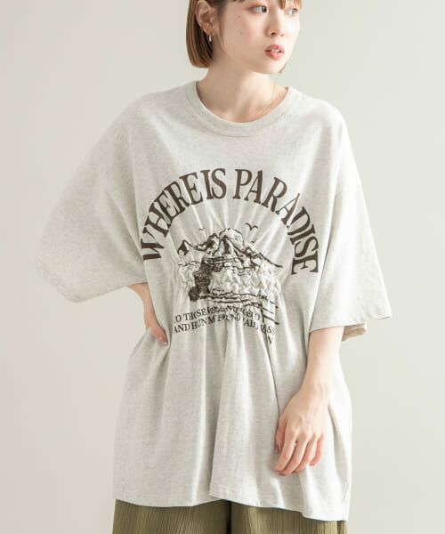 ＊＊KBF / ケービーエフ Tシャツ | シャーリングプリントTEE（OATMEAL）