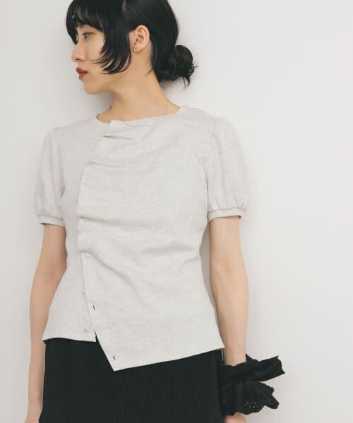 ＊＊KBF / ケービーエフ Tシャツ | アシメトリーデザインカットソー（OATMEAL）