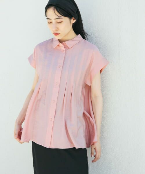 ＊＊KBF / ケービーエフ シャツ・ブラウス | スリーブレスタックフレアブラウス（PINK）