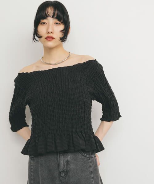 ＊＊KBF / ケービーエフ シャツ・ブラウス | コンパクトシャーリングブラウス（BLACK）