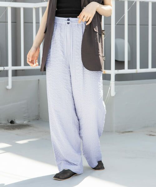 ＊＊KBF / ケービーエフ その他パンツ | ストライプイージーパンツ（L.BLUE）