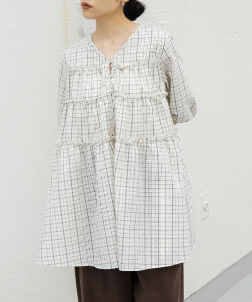 ＊＊KBF / ケービーエフ ワンピース | サッカーチェックミニワンピース（L.BEG×BLK）