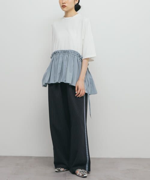 ＊＊KBF / ケービーエフ Tシャツ | 汗ジミ防止ペプラムドッキングTEE（OFF×BLUE）