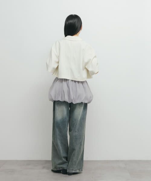 未使用タグ付きメゾンスペシャル バルーンスリーブチュニック 2way ホワイト MESH EMBROIDERY ZIP BLOUSON WHITE – TAAKK