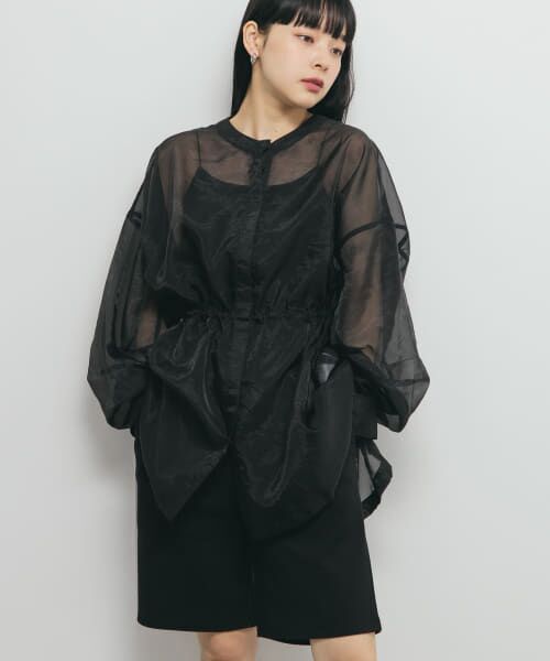 ＊＊KBF / ケービーエフ シャツ・ブラウス | シアードロストカラーレスシャツ（BLACK）