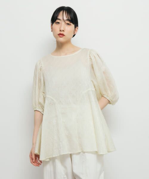 ＊＊KBF / ケービーエフ シャツ・ブラウス | パネルラインシアーブラウス（IVORY）