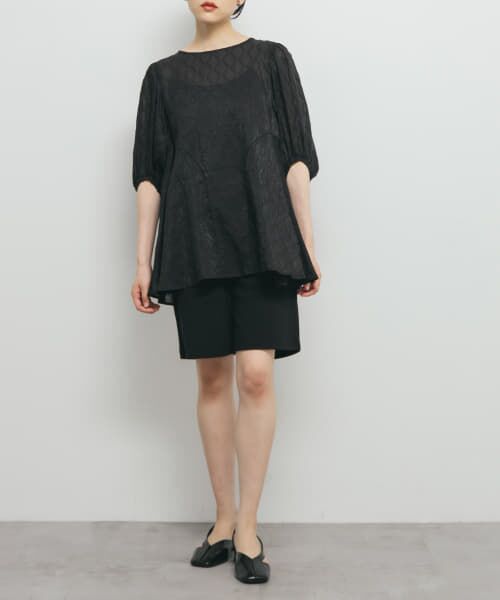 ＊＊KBF / ケービーエフ シャツ・ブラウス | パネルラインシアーブラウス（BLACK）