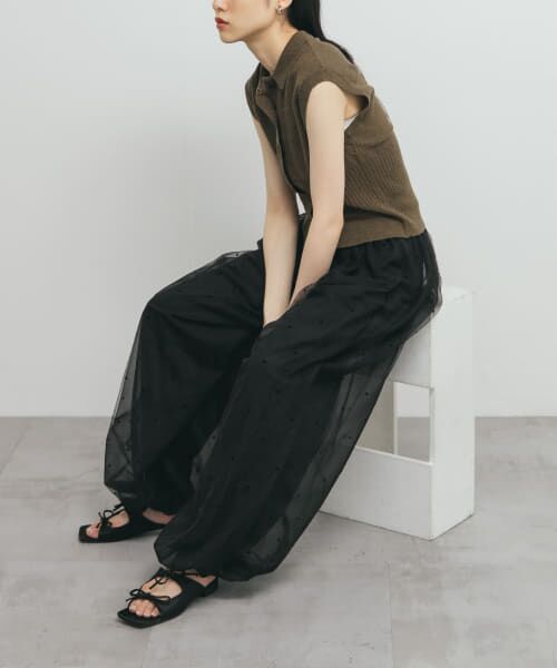 KBF フロッキードットチュールバルーンパンツ KBF パンツ フロッキードットチュールバルーンパンツ レディース