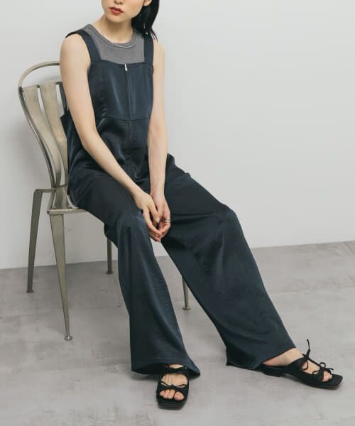 フロントZIPサテンサロペット （サロペット・オールインワン