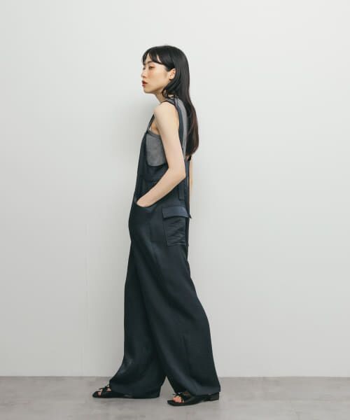 フロントZIPサテンサロペット （サロペット・オールインワン