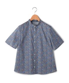 【Lサイズ】ＬＩＢＥＲＴＹプリント　Ｂｌｕｅ　Ｂｏｕｑｕｅｔブラウス