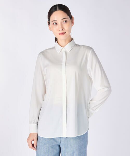KEITH Lサイズ / キースエルサイズ シャツ・ブラウス | 【Lサイズ】ストレッチシフォンブラウス（ホワイト）