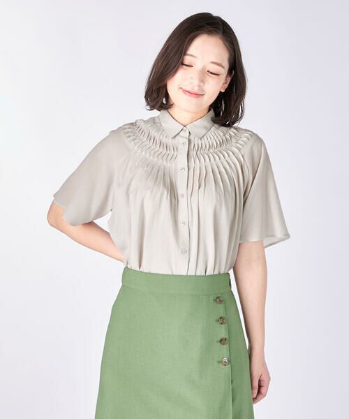 KEITH Lサイズ / キースエルサイズ シャツ・ブラウス | 【Lサイズ】ウェービーローンハーフスリーブブラウス（オフホワイト）