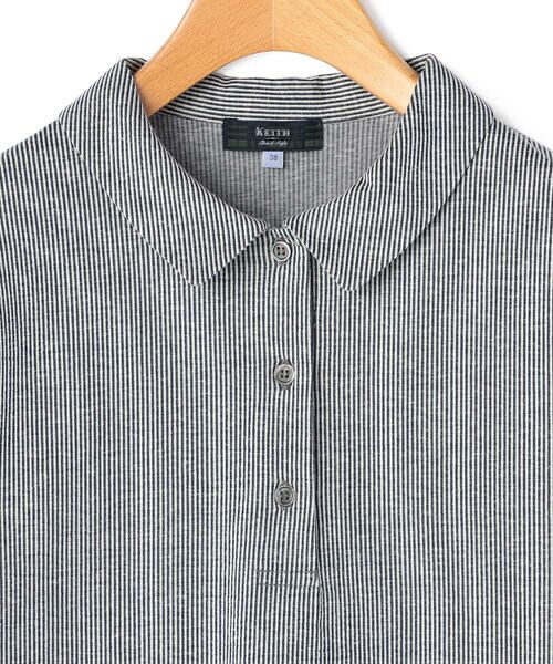 KEITH Lサイズ / キースエルサイズ カットソー | 【Lサイズ】ストライプジャージーポロカラーカットソー | 詳細4