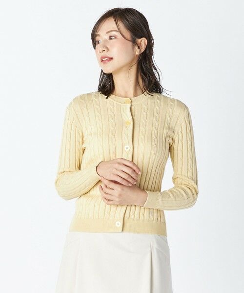 KEITH Lサイズ / キースエルサイズ ニット・セーター | 【Lサイズ】ハイゲージケーブルニットカーディガン（イエロー）