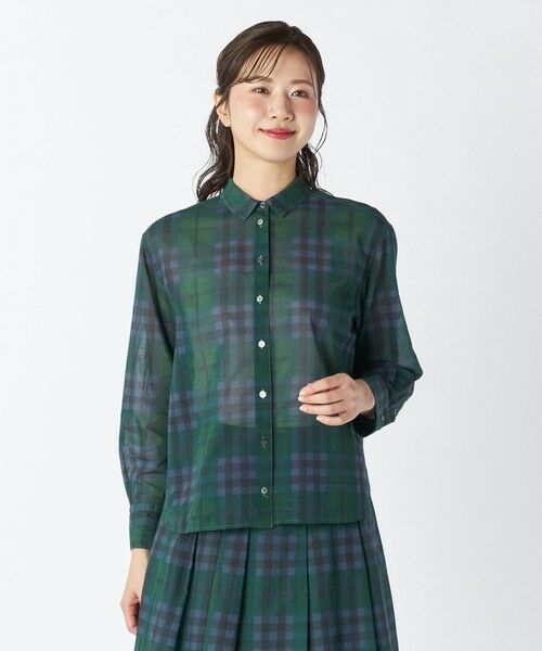 KEITH Lサイズ / キースエルサイズ シャツ・ブラウス | 【Lサイズ】オーガンジーキースチェックブラウス（ライトグリーン）