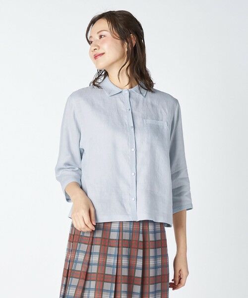 KEITH Lサイズ / キースエルサイズ シャツ・ブラウス | 【Lサイズ】６０／ーリネンシャツブラウス（ライトブルー）