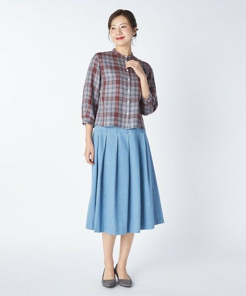 KEITH Lサイズ / キースエルサイズ シャツ・ブラウス | 【Lサイズ】リネンキースチェックブラウス | 詳細3