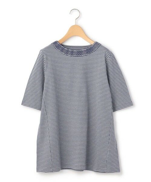 KEITH Lサイズ / キースエルサイズ カットソー | 【Lサイズ】ギンガムジャージーカットソープルオーバー（ネイビー）