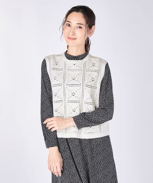 KEITH / キース ニット・セーター | レースニットベスト（ホワイト）