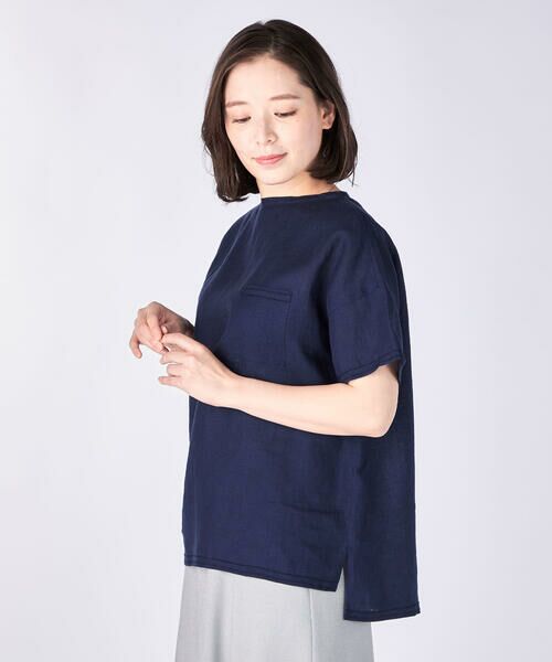 KEITH/キース 60/-リネンプルオーバーブラウス ネイビー 40 KEITH/キース 60/-リネンプルオーバーブラウス ネイビー 40