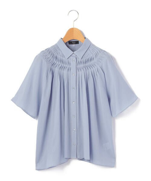 KEITH / キース シャツ・ブラウス | ウェービーローンハーフスリーブブラウス（ブルー）