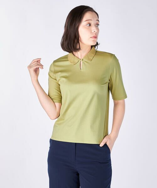 KEITH / キース カットソー | クロッシェジャージーポロカラーカットソー（グリーン）