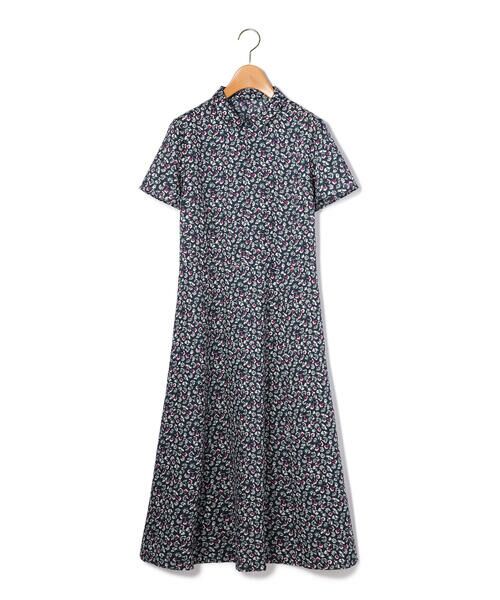 美品♡　ポールスミス　上品♡　桜柄　半袖　ワンピース　グレー セール】 フラワーライン刺繍ワンピース （ロング・マキシ丈