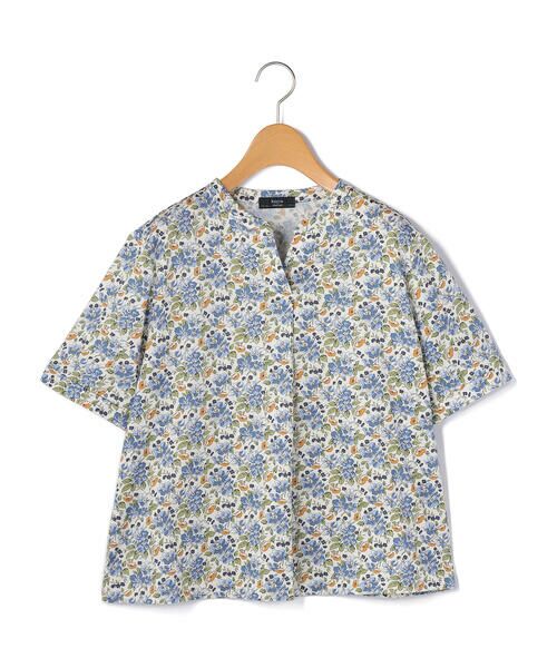 KEITH/キース Canina Liberty Print Cut&Sewn スタンドカラー ブルー 38 KEITH/キース Canina Liberty Print Cut&Sewn スタンドカラー ブルー 38